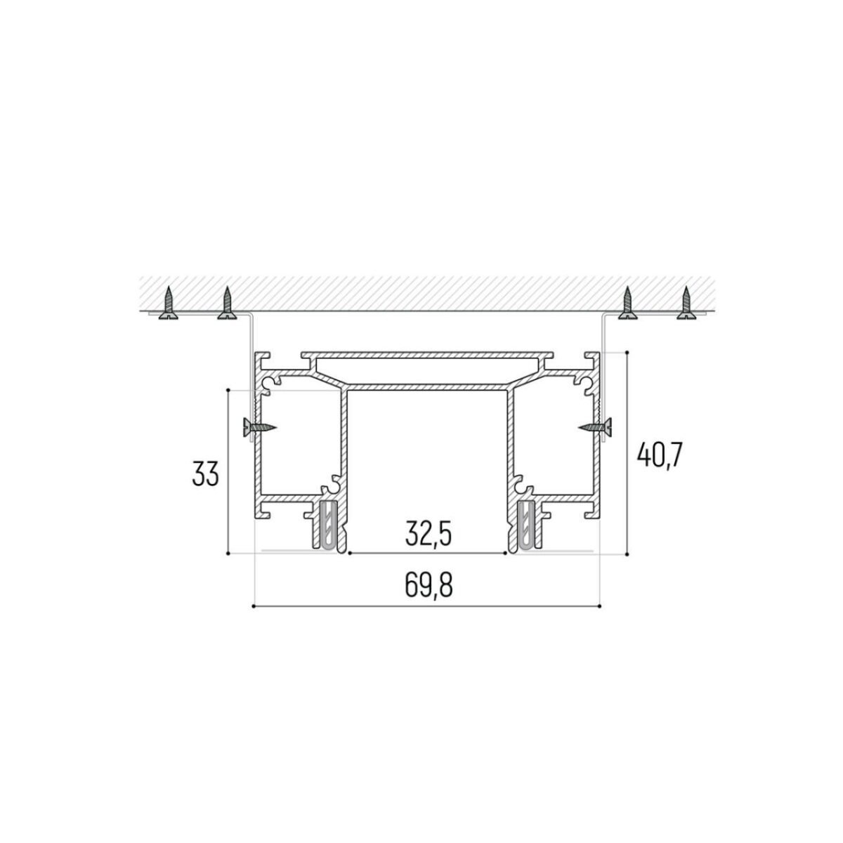 135189 NT23 136 черный Интрудер (профиль) для встраивания трехфазного трека в натяжной потолок, 2м IP20 — изображение 2