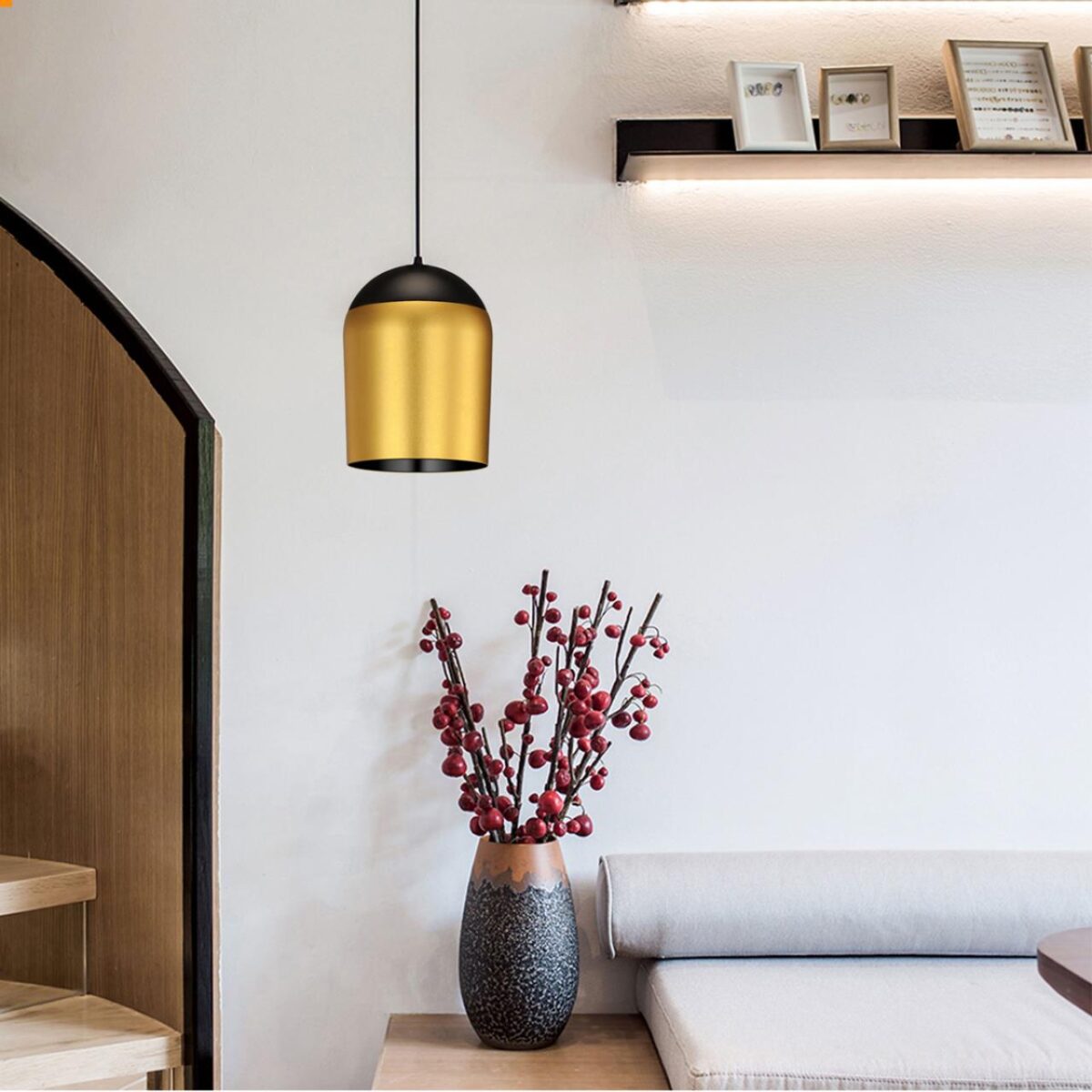 358515 OVER NT21 386 золото Светильник накладной светодиодный, провод 2м IP20 LED 4000K 15W 220V KAMP — изображение 4