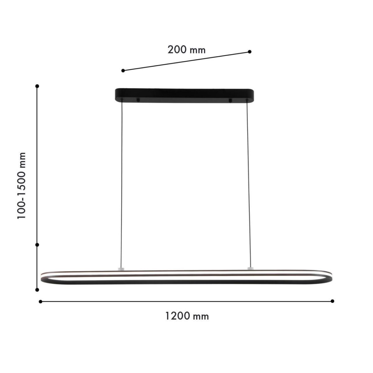 4275-12P, подвесная люстра, L1200xW200xH100/1500, LEDx60W, 3000LM, 4000K, included — изображение 3