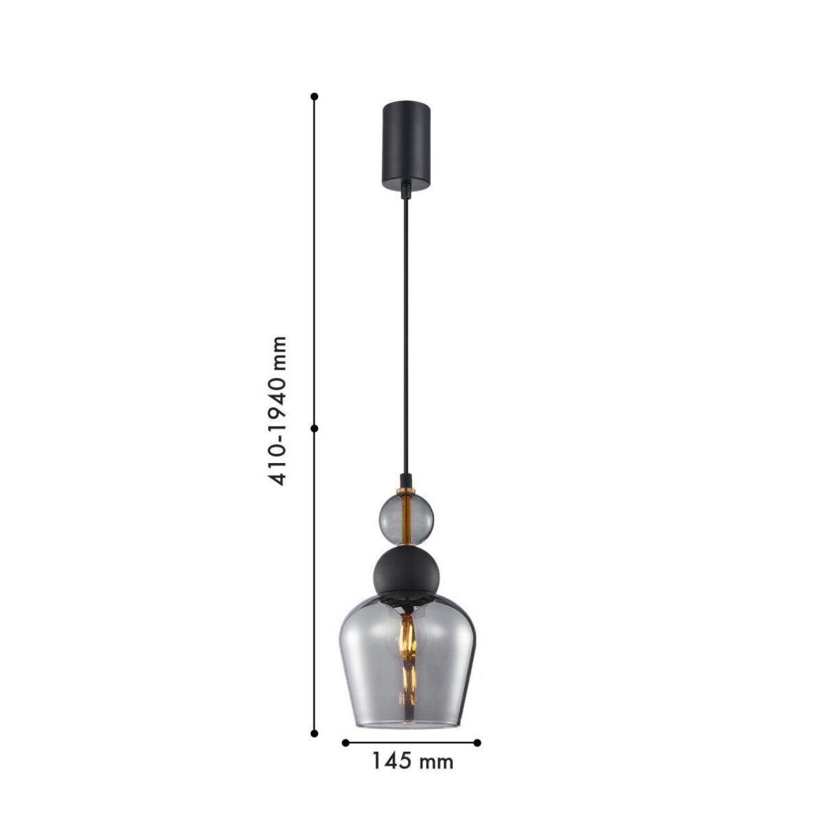 4340-1P, подвес, D145xH440/1940, 1xE27x40W, excluded — изображение 2