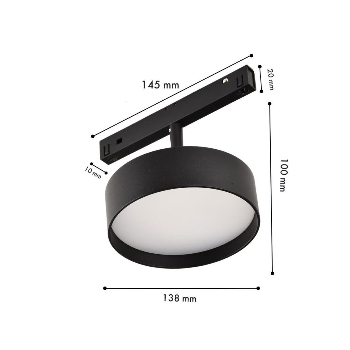 4584-1U, трековый светильник, D138xL145xH100, LEDx18W, 48V, 1280LM, 2700-5700K, CRI>90, beam angle:100, included — изображение 3