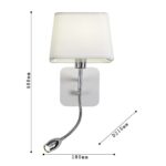 1687-2W, настенный светильник, D215xW180xH460, 1xE14x40W, excluded + 1xLEDx1W, 80LM, 4000K, included, switch — изображение 3