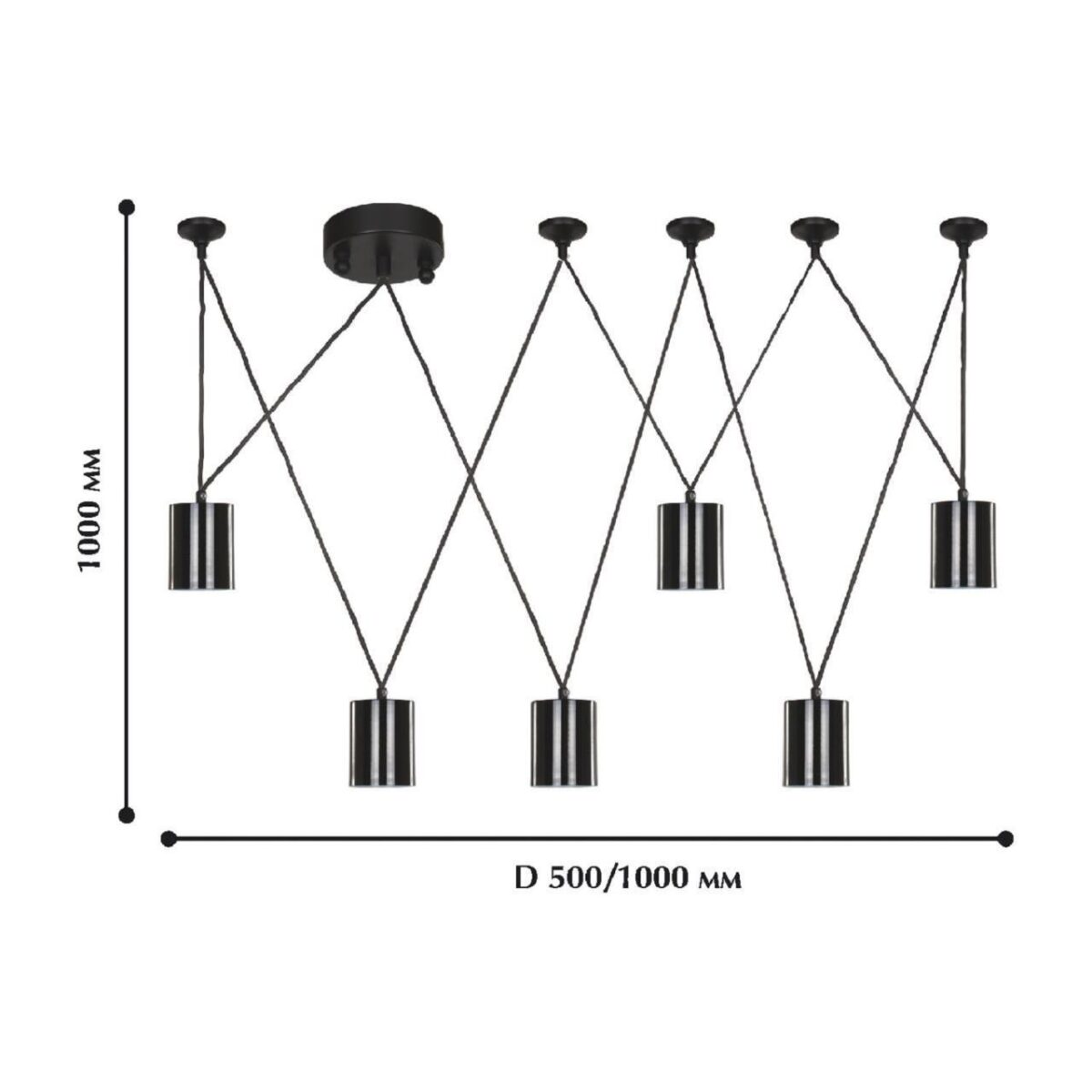 1441-6P, подвесная люстра, D500/1000xH1000, 6xGU10LEDx5W, 2400LM, 3000K, included — изображение 2
