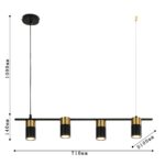 2825-4P, подвесная люстра, L710xW100xH140/1140, 4xGU10x35W, included — изображение 3