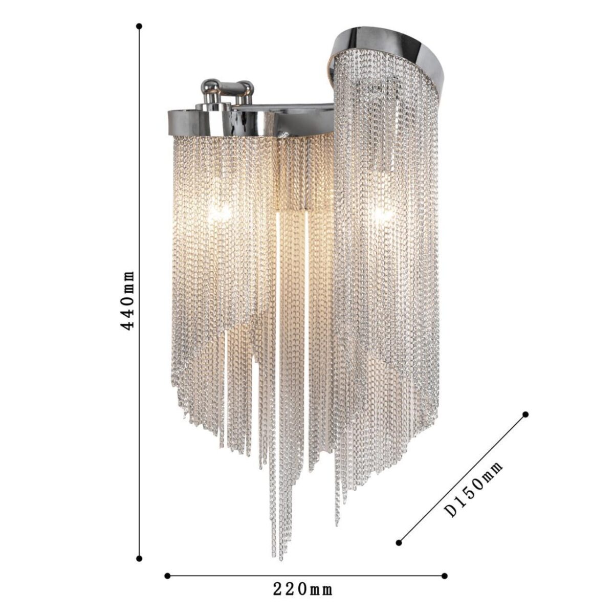 1156-2W, настенный светильник, D150xW220xH440, 2xE14x40W, excluded — изображение 3