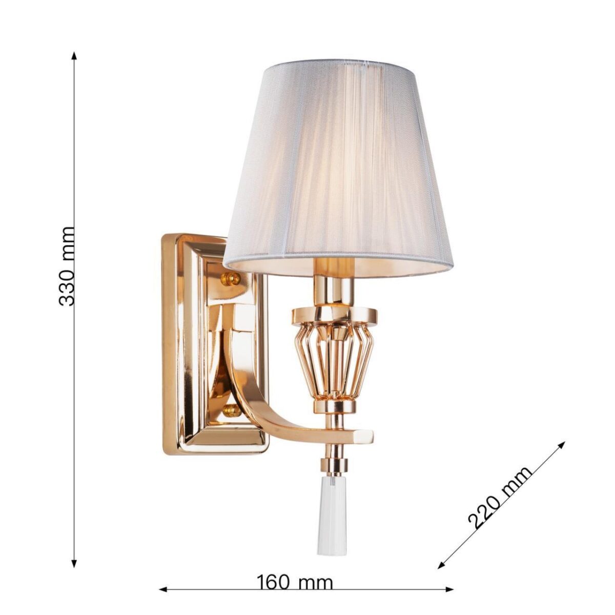 2690-1W, настенный светильник, D220xW160xH330, 1xE14x40W, excluded — изображение 3