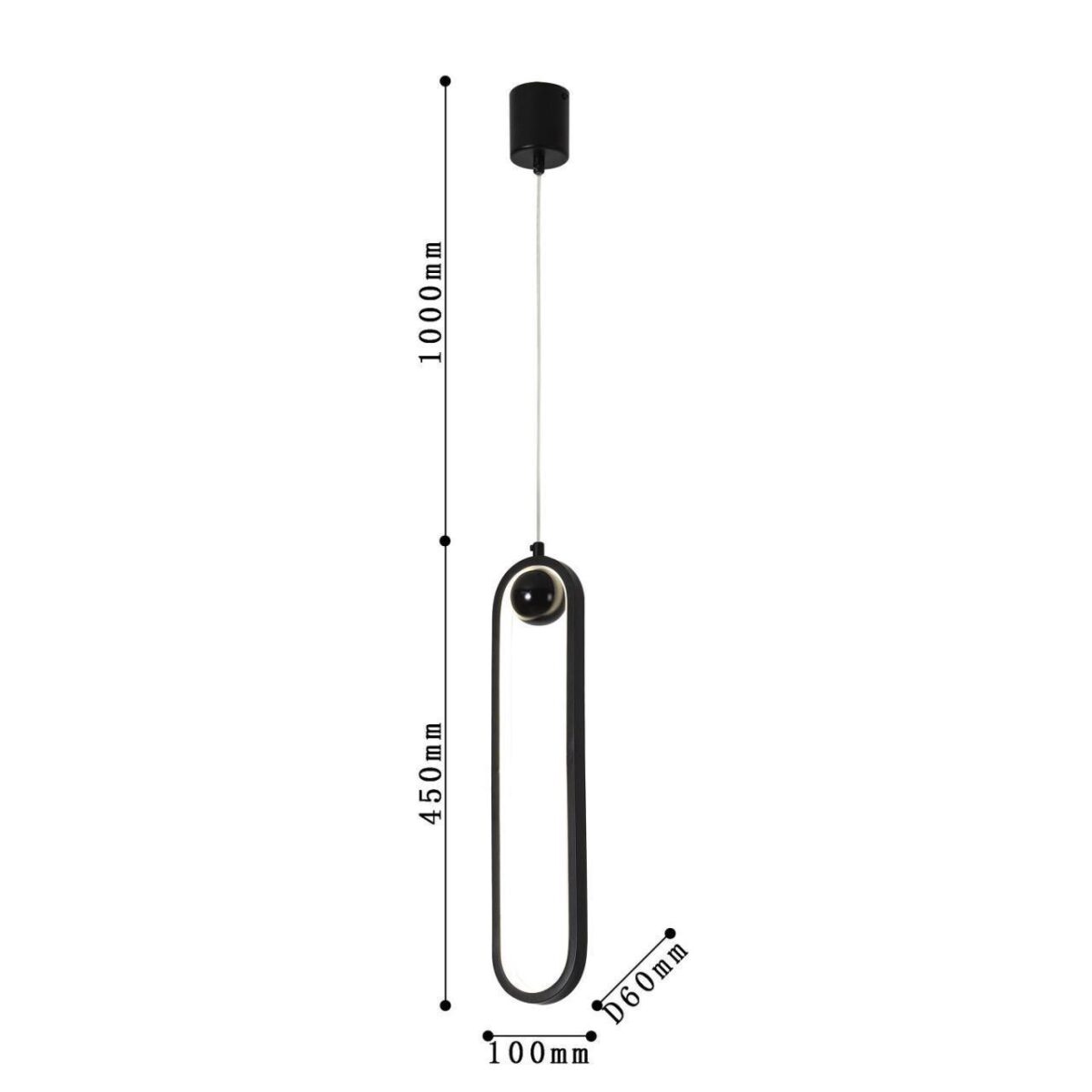 4220-1P, подвес, D60xW100xH450/1450, LEDx20W, 1600LM, 4000K, included — изображение 3