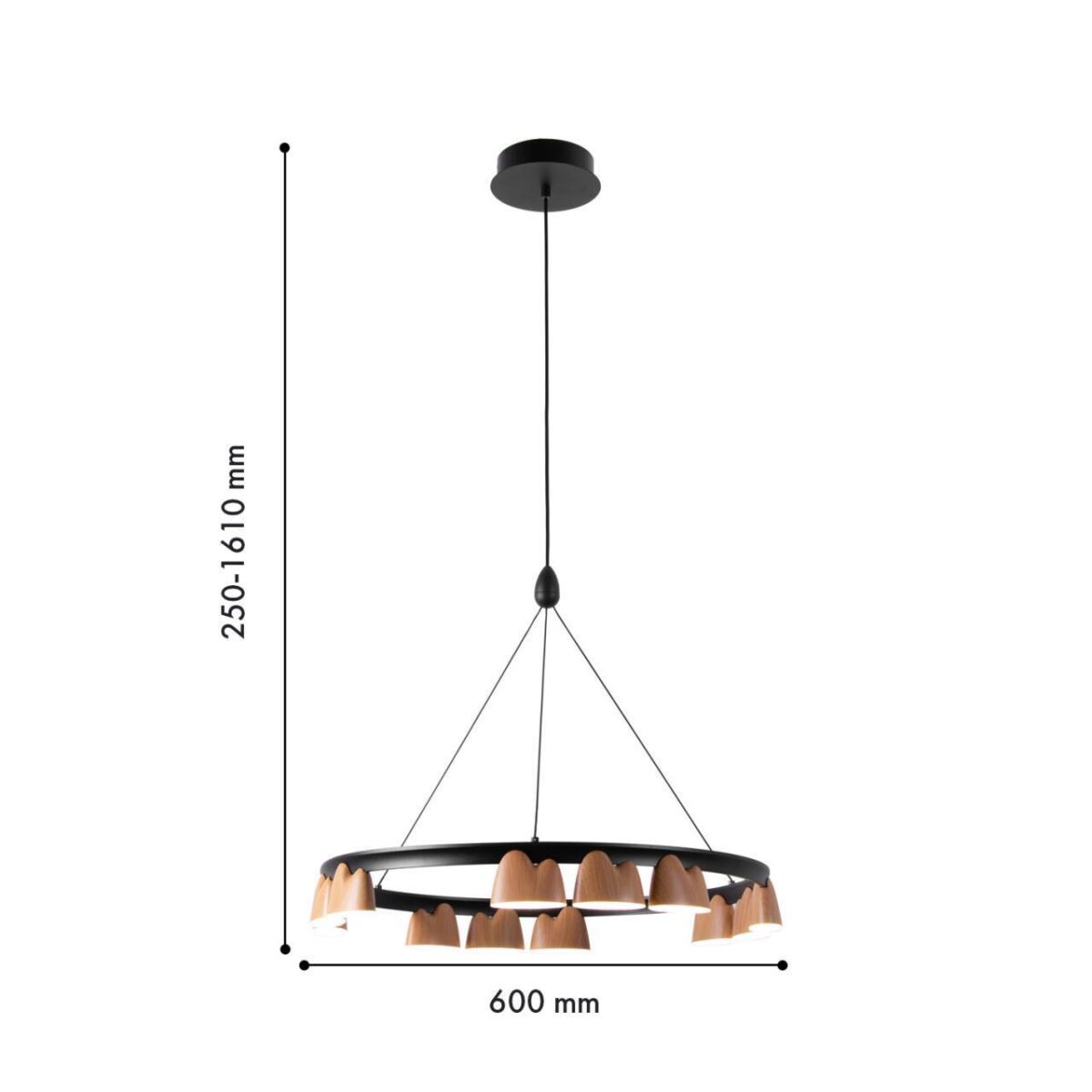 4266-12P, подвесная люстра, D600xH250/1610, LEDx55W, 2400LM, 4000K, included — изображение 3