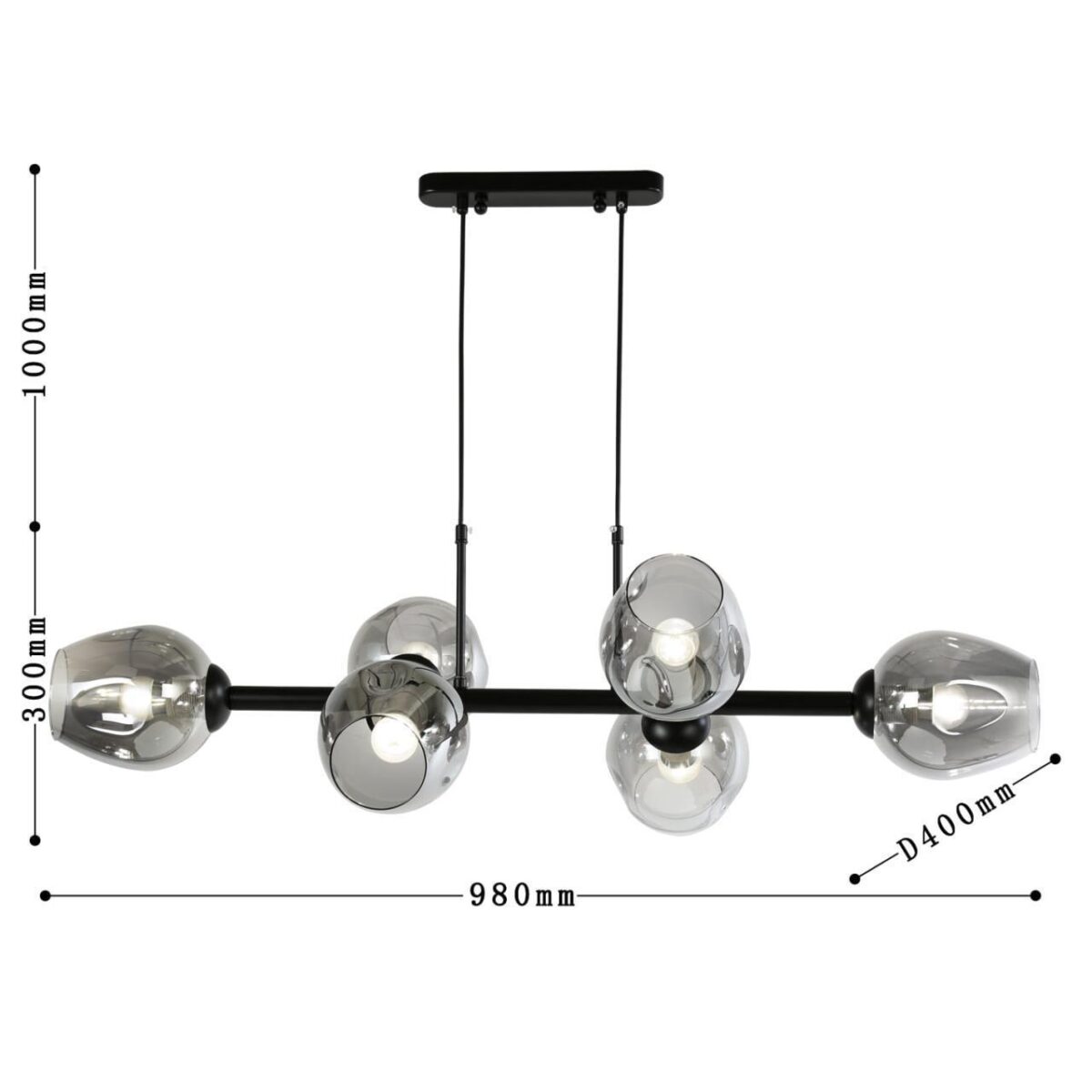 2361-6P, подвесная люстра, L980xW400xH300/1300, 6xE27x40W, excluded — изображение 3