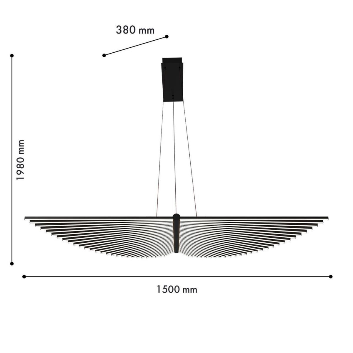 4381-1P, подвесная люстра, L1500xW380xH1980, LEDx120W, 7200LM, 4000K, CRI>90, included — изображение 2