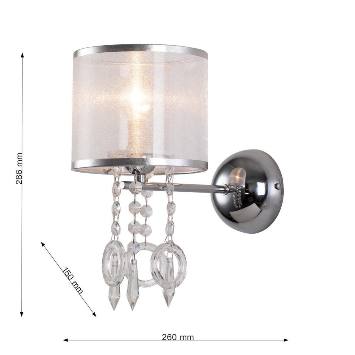 2869-1W, настенный светильник, D260xW150xH285, 1xE14x40W, excluded — изображение 3