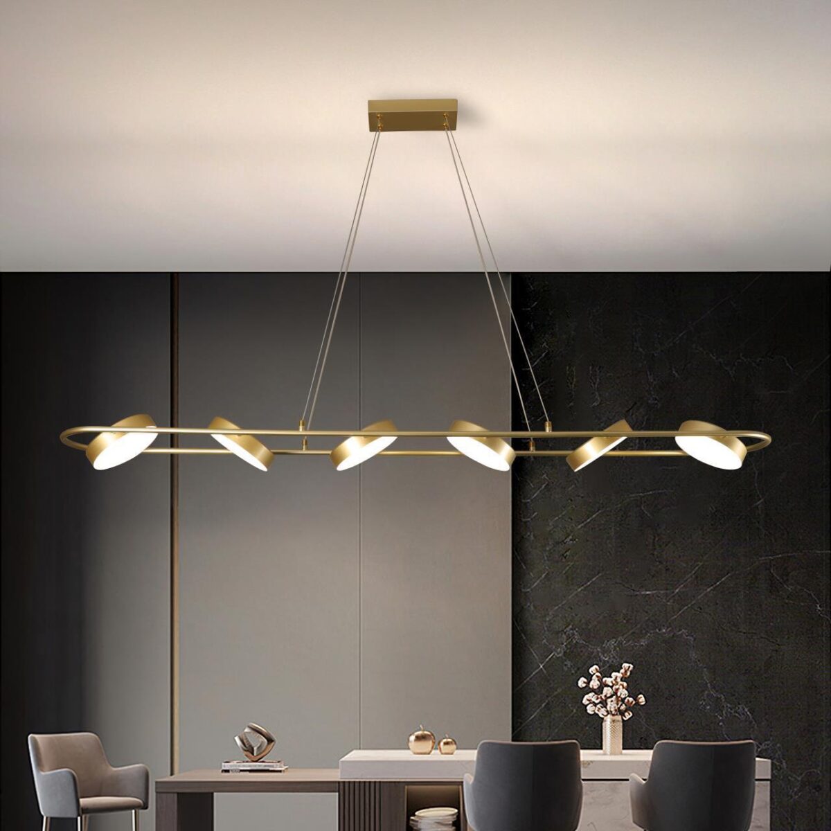 4677-6P, подвесная люстра, L1490xW190xH145/1200, LEDx90W, 3100LM, 3000-6000K, IP20, included, remote control — изображение 6