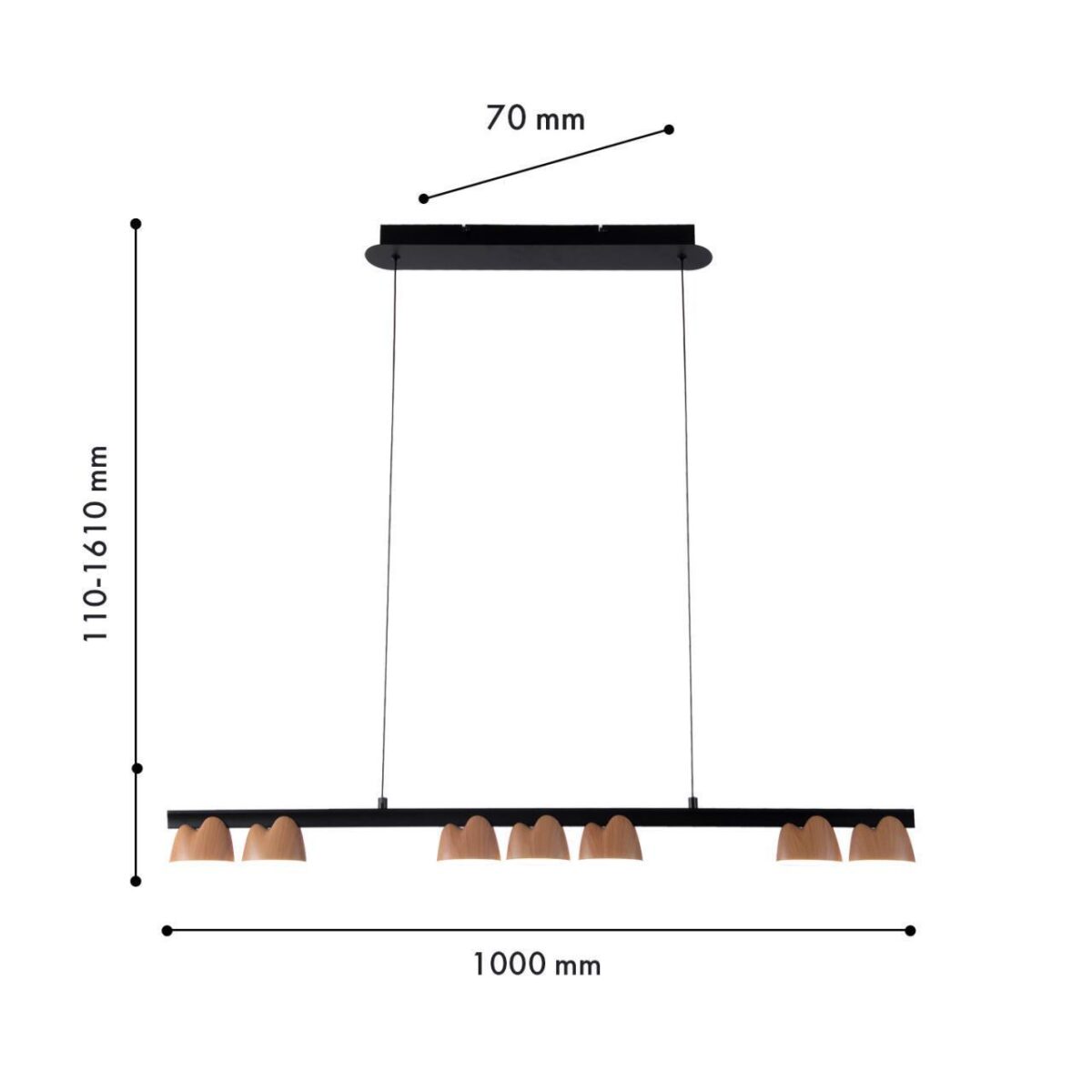 4266-7P, подвесная люстра, L1000xW70xH110/1610, LEDx32W, 1375LM, 4000K, included — изображение 2