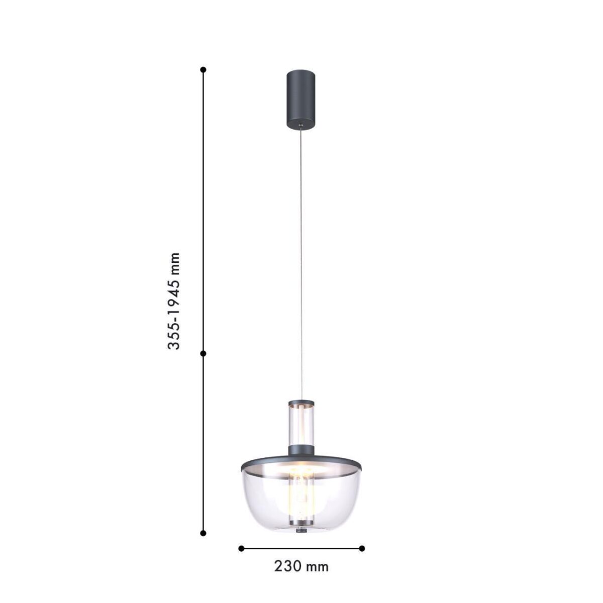 4312-1P, подвес, D230xH355/1945, LEDx12W, 600LM, 4000K, CRI>90, included — изображение 2