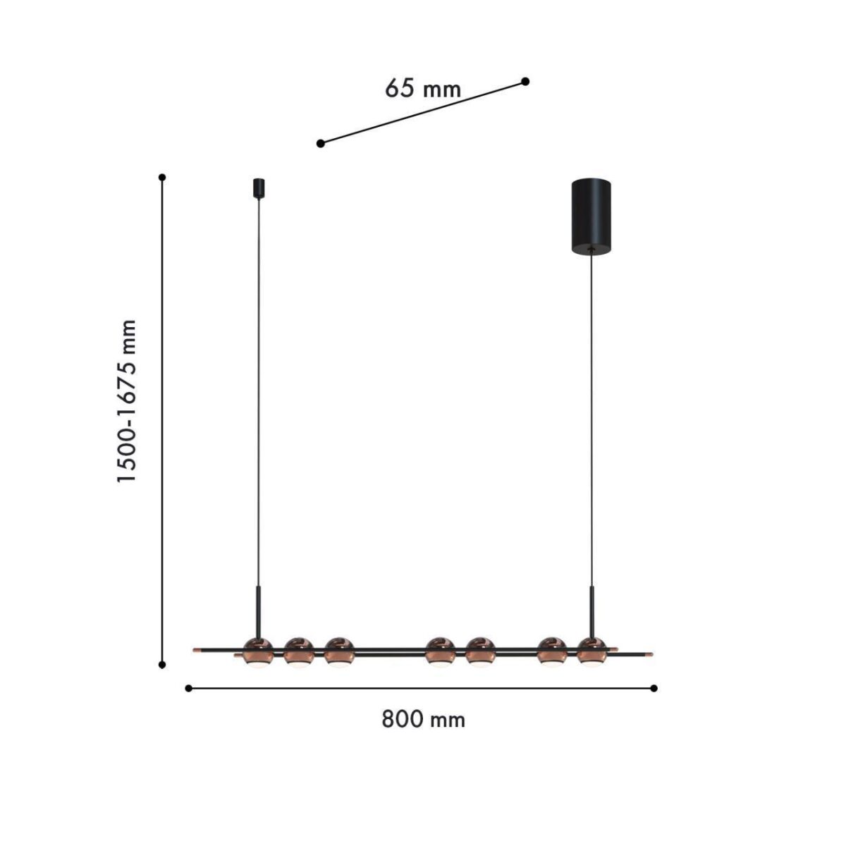 4561-7P, подвесная люстра, L800xW65xH1500/1675, 7xLEDx4W, 1680LM, 4000K, included — изображение 2