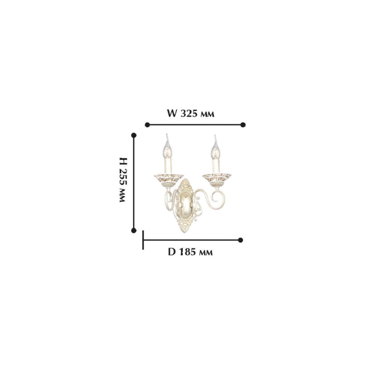 1141-2W, настенный светильник, D185xW325xH255, 2xE14x60W, excluded — изображение 2