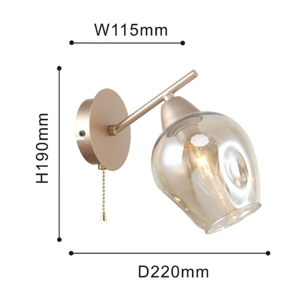 2658-1W, настенный светильник, D220xW115xH190, 1xE14x40W, excluded, switch — изображение 3