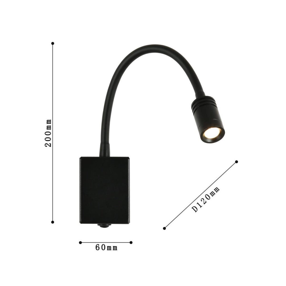 1957-1W, настенный светильник, D120xW60xH200, 1xLEDx3W, 240LM, 3000K, included, switch — изображение 3