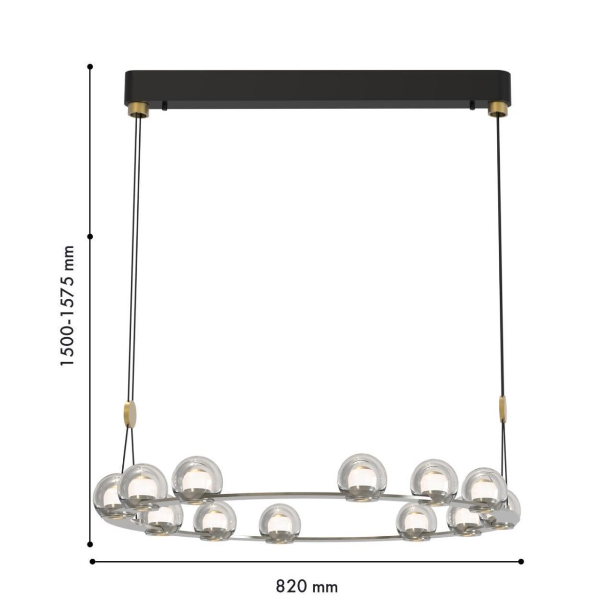 4291-12P, подвесная люстра, D820xH1500/1575, 12xLEDx7.2W, 7000LM, 4000K, included — изображение 2