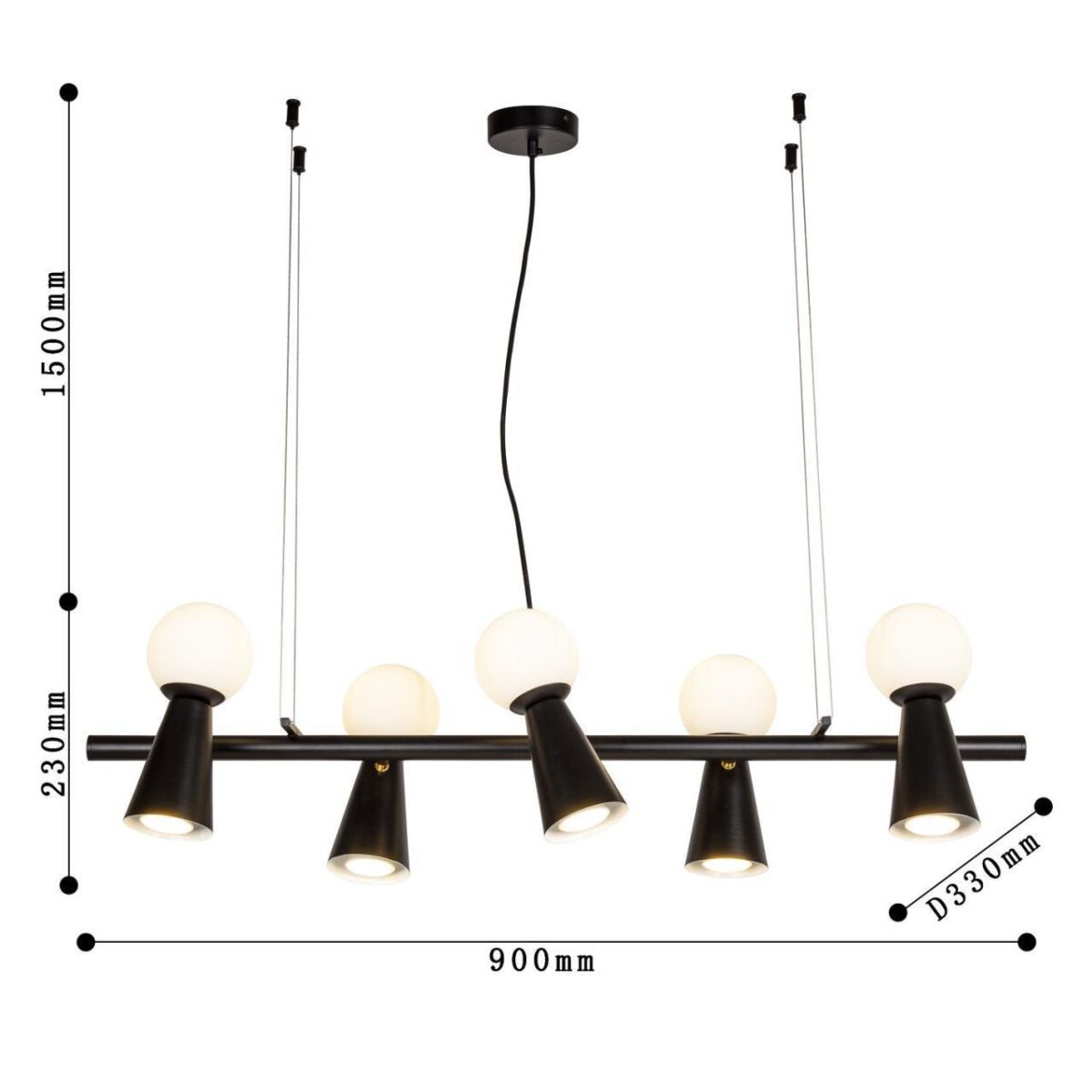 4095-5P, подвесная люстра, L900xW330xH230/1730, 5xG9LEDx3W + 5xGU10x35W, excluded — изображение 3