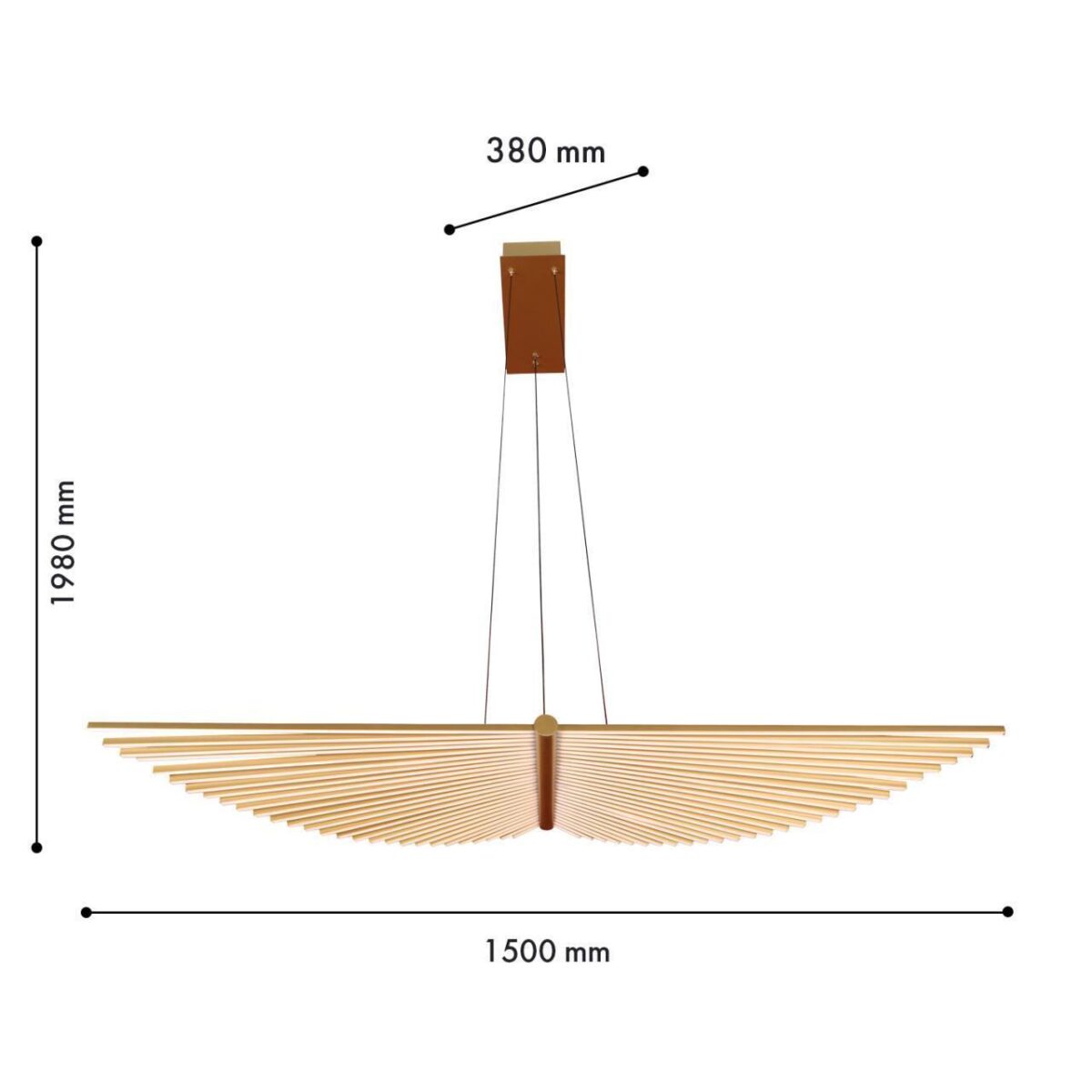 4380-1P, подвесная люстра, L1500xW380xH1980, LEDx120W, 7200LM, 4000K, CRI>90, included — изображение 2