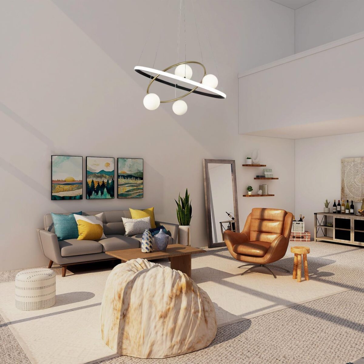 4184-6P, подвесная люстра, D600xH150/1200, 4xG9LEDx10W, excluded + LEDx70W + LEDx20W, 4050LM, 3000-6000K, included, remote control — изображение 4