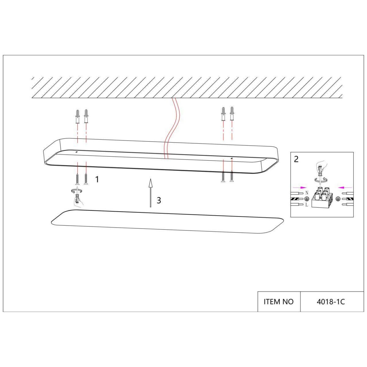 4078-1C, потолочный светильник, L1200xW200xH50, LEDx40W, 4000LM, 4000K, included — изображение 6