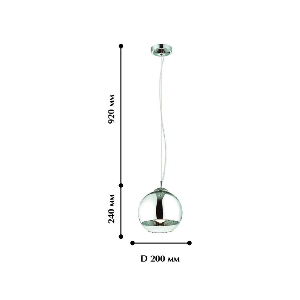 1689-1P, подвес, D200xH240/1460, 1xE27x60W, excluded — изображение 2