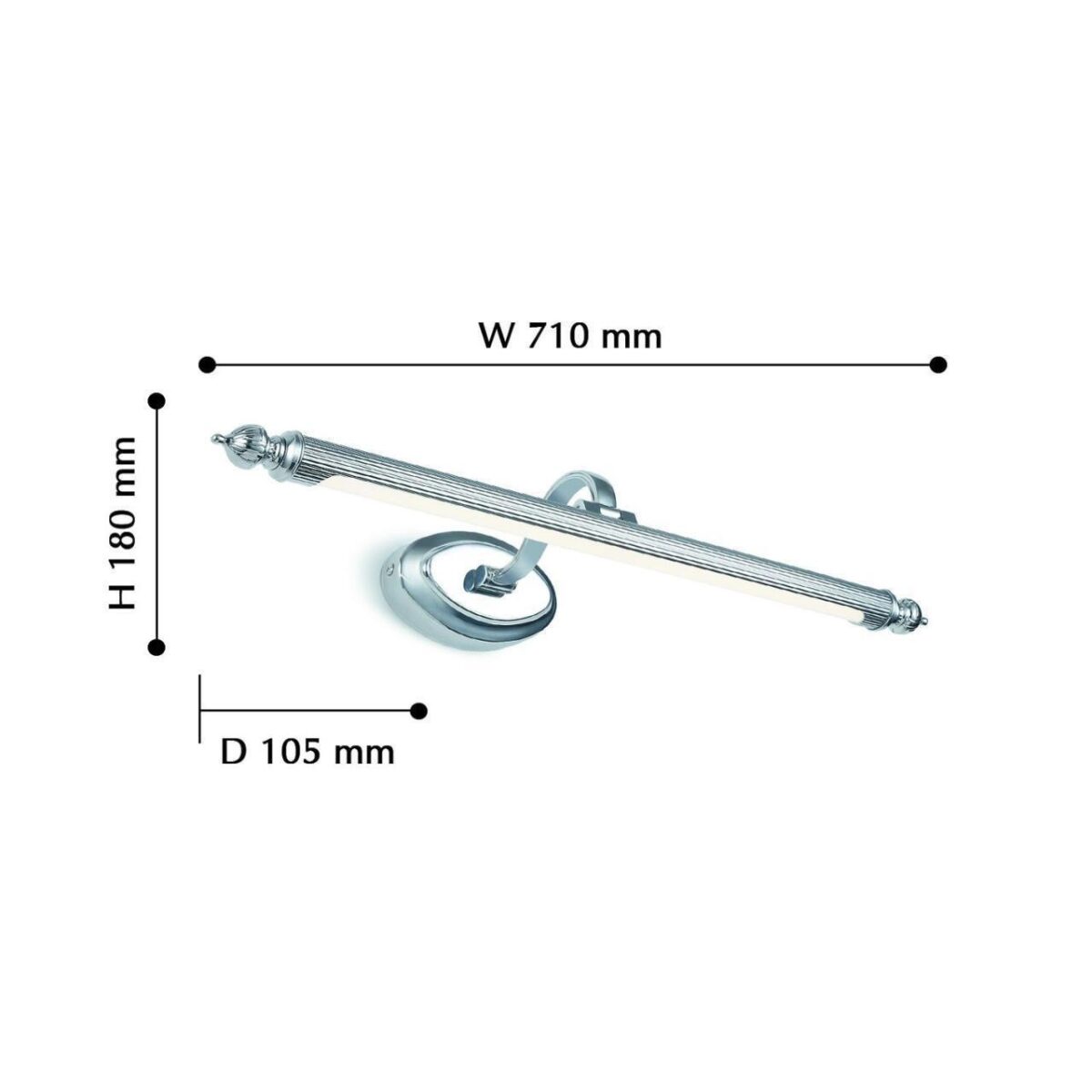2434-2W, настенный светильник, D200xW710xH120, 1xLEDx10W, 800LM, 4000K, IP44, included — изображение 2