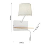 2895-1W, настенный светильник, D245xW285xH420, 1xE27x40W, excluded + 1xLEDx2W, 160LM, 3000K, included, switch, USB — изображение 3