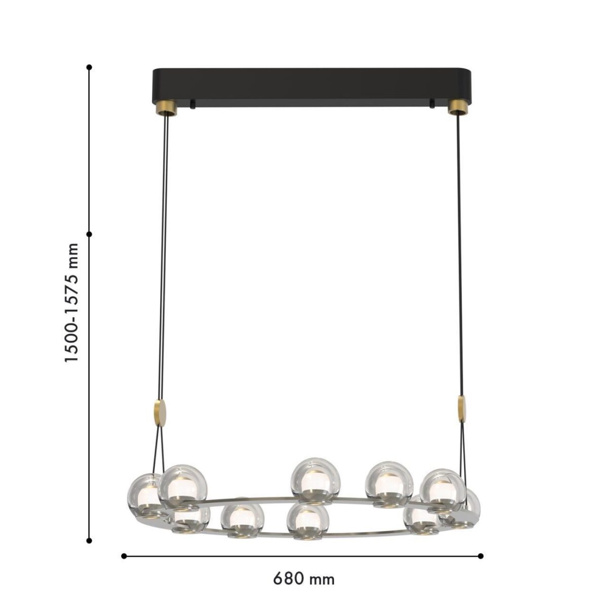 4291-10P, подвесная люстра, D680xH1500/1575, 10xLEDx7.2W, 5700LM, 4000K, included — изображение 2