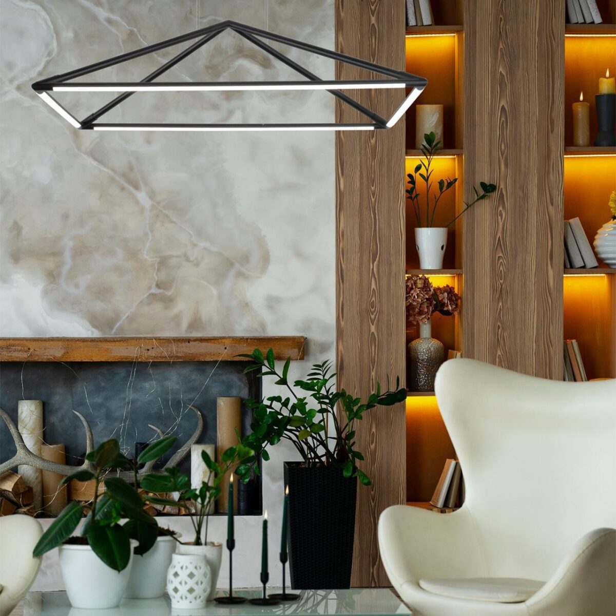 4573-1P, подвесная люстра, L900xW600xH1790, LEDx40W, 2600LM, 4000K, included — изображение 4