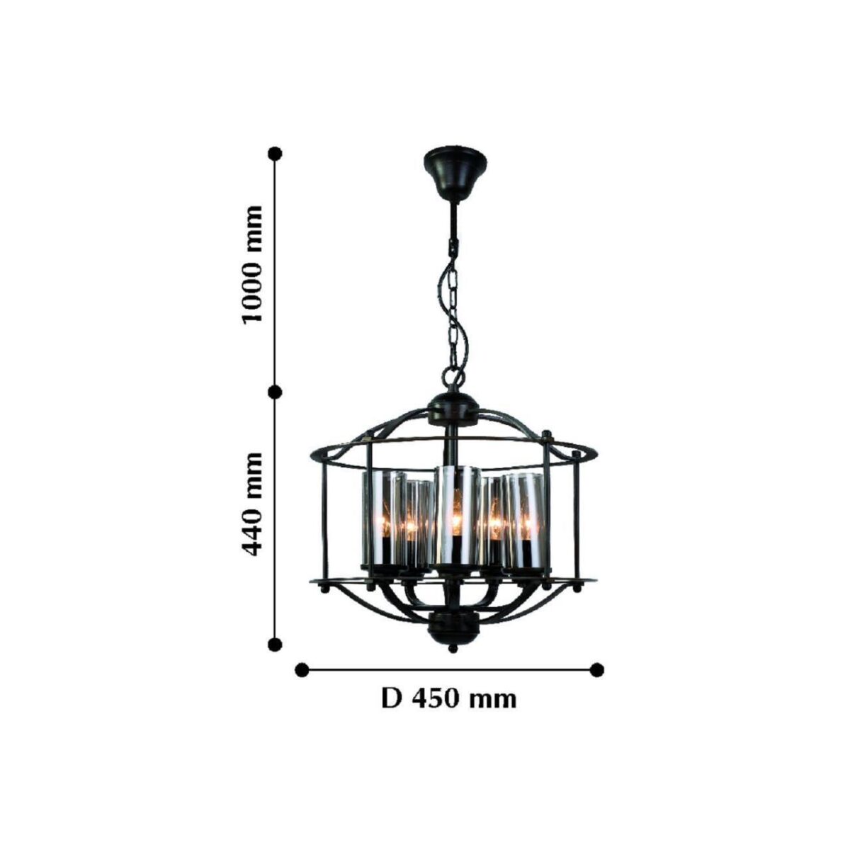 2057-5P, люстра подвесная, D450xH440/1440, 5xE14x40W, excluded — изображение 2