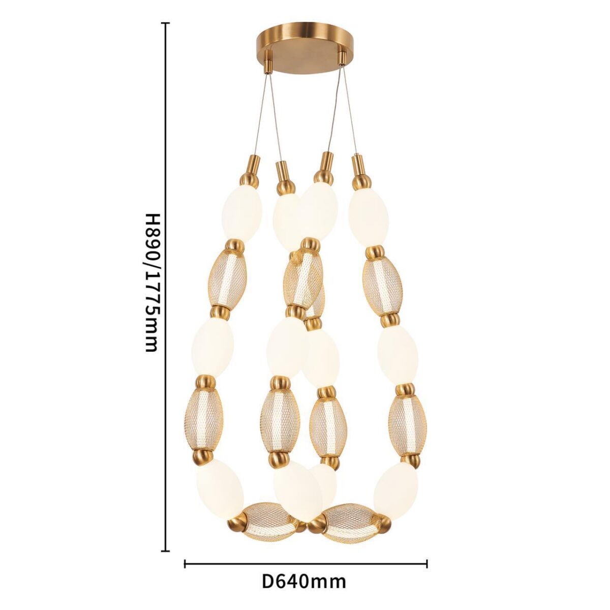 4559-2PC, подвесная/потолочная люстра, D200xH1780/2780 + D640xH890/1775 + D1800xH820/1725, 2xLEDx18W, 1990LM, 4000K, included — изображение 6
