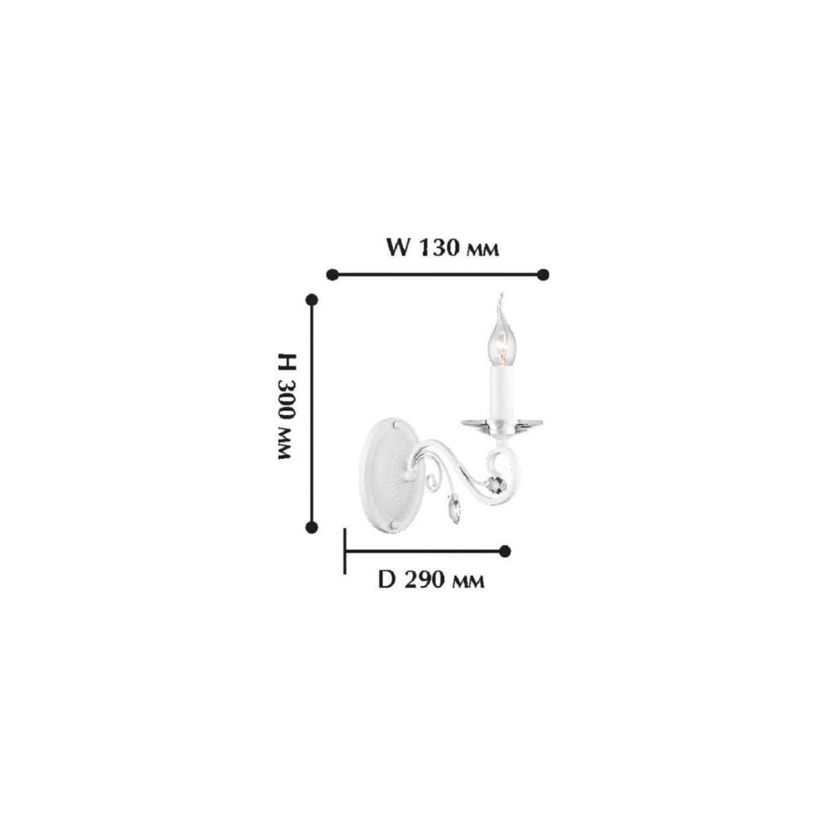1733-1W, настенный светильник, D270xW110xH300, 1xE14x40W, excluded — изображение 2