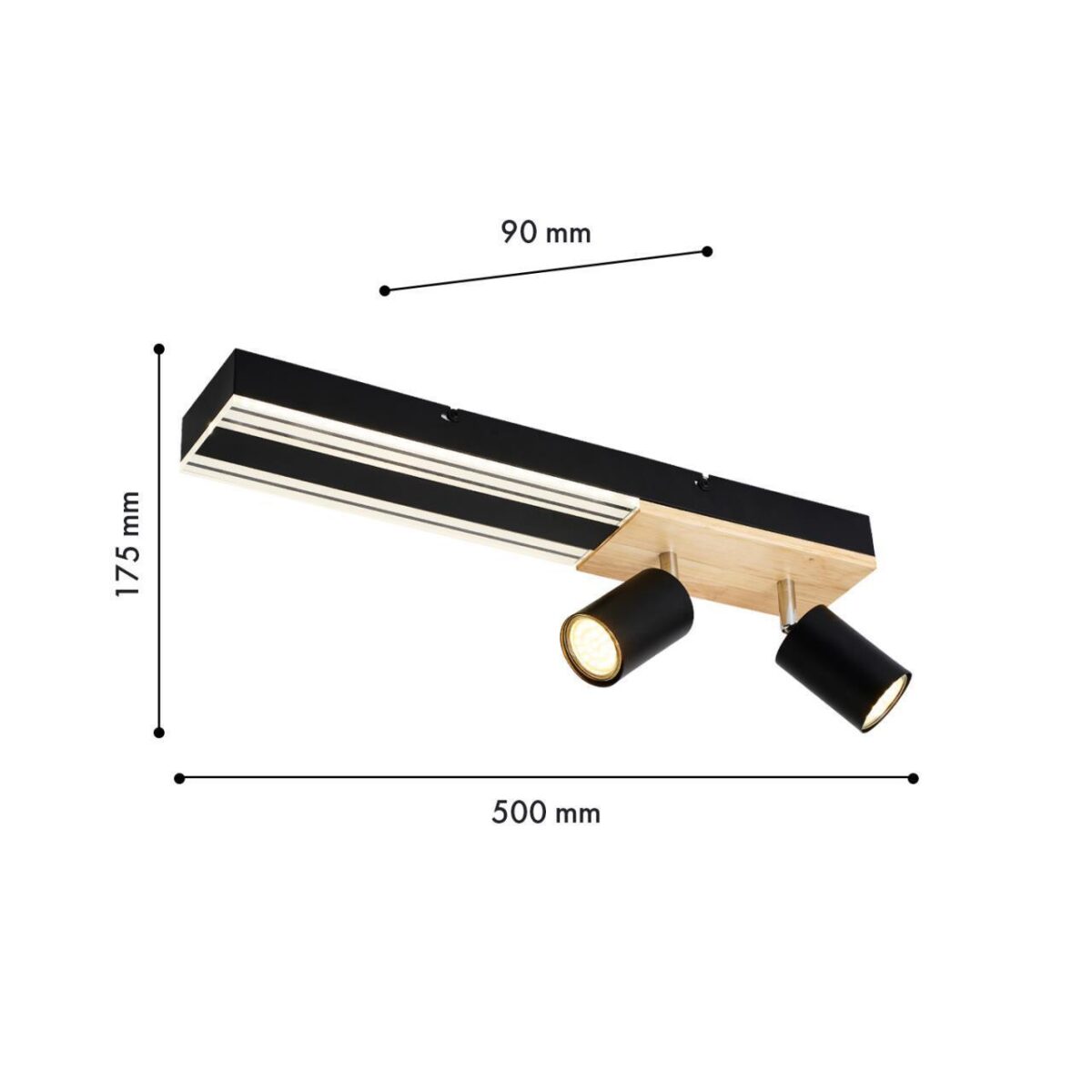 4437-2C, потолочный светильник, L500xW90xH175, 2xGU10x50W, excluded + LEDx8W, 800LM, 4000K, included — изображение 3