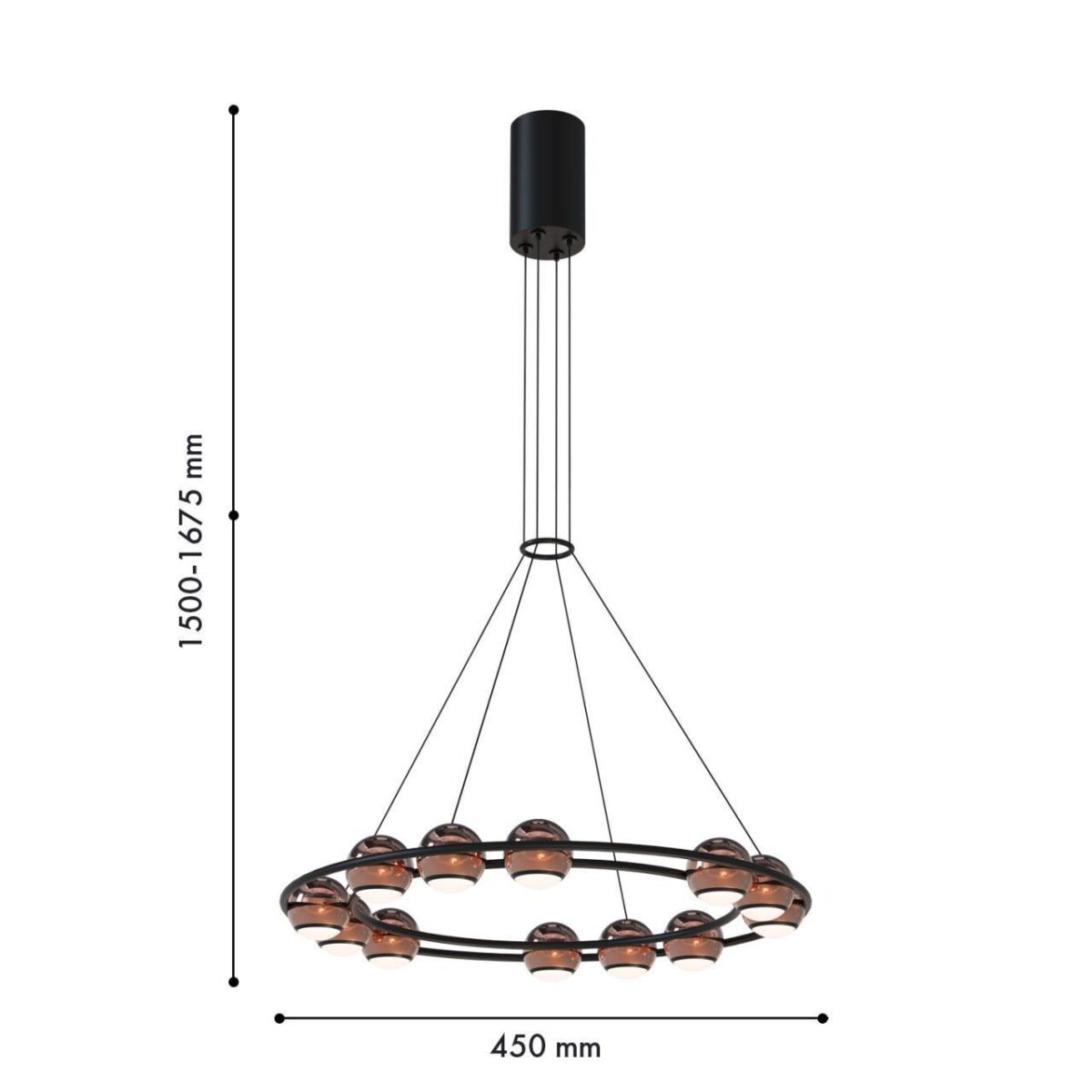 4561-12P, подвесная люстра, D450xH1500/1675, 12xLEDx4W, 2880LM, 4000K, included — изображение 2