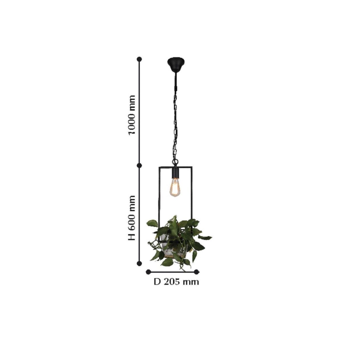 1975-1P, подвес, D205xH600/1600, 1xE27x60W, excluded — изображение 2