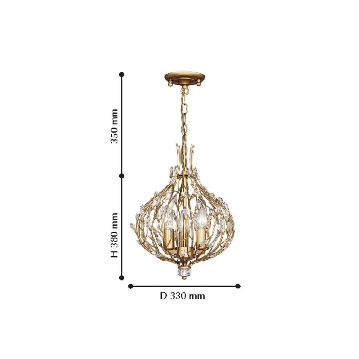 2020-3P, люстра подвесная, D330xH380/730, 3xE14x40W, excluded — изображение 2