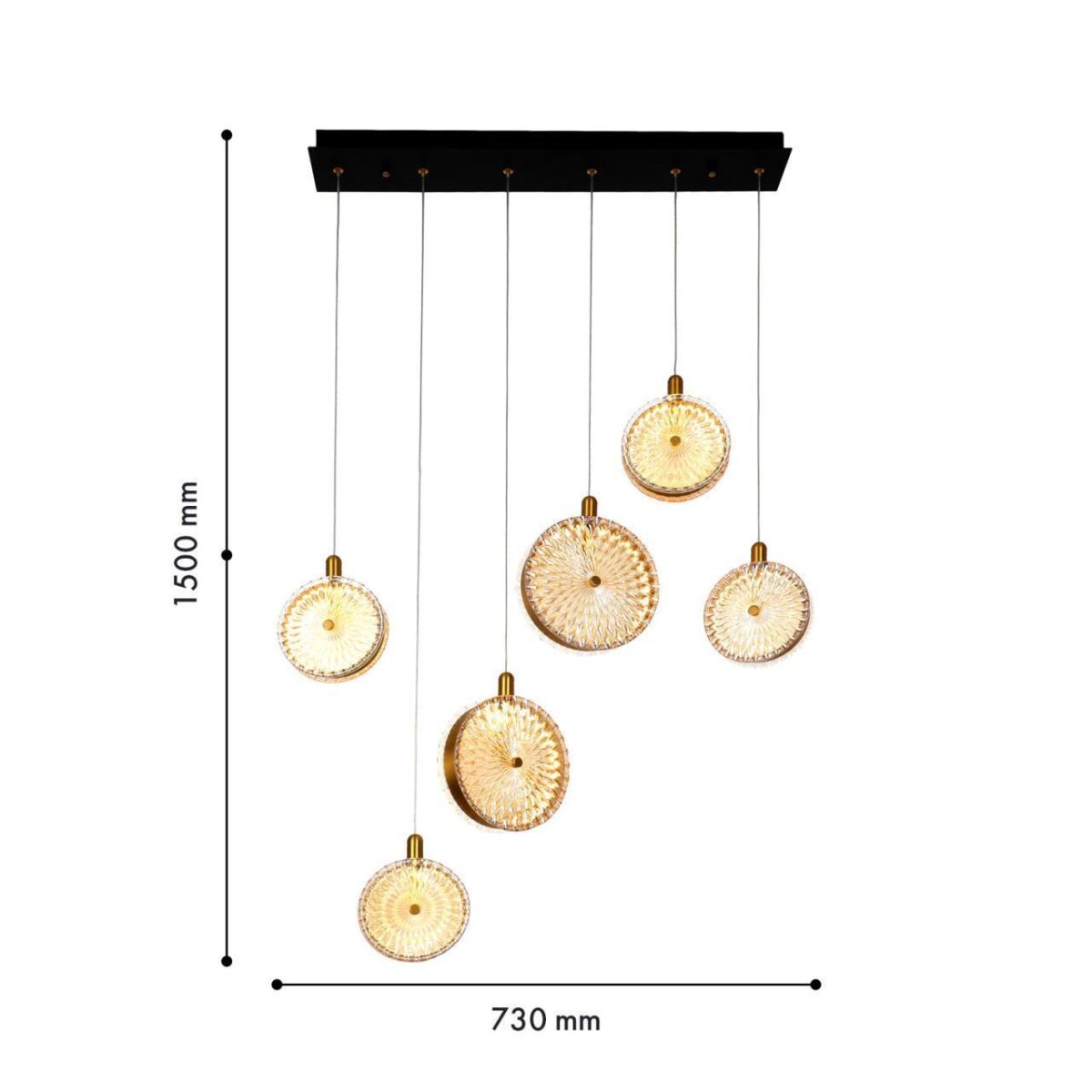 4488-6P, подвесная люстра, L730xW100xH550/1500, LEDx40W, 2749LM, 4000K, included — изображение 2