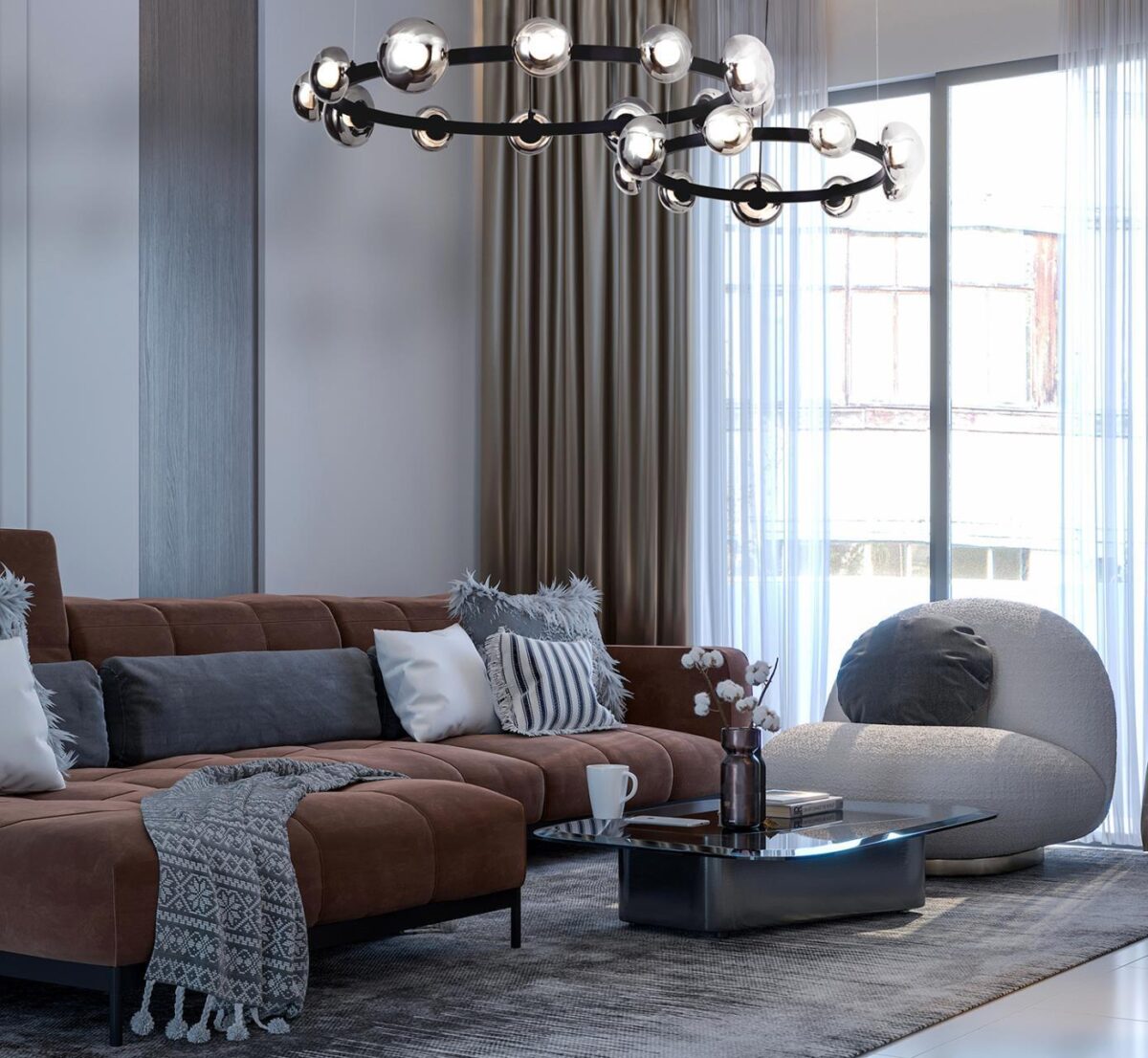 4517-9P, подвесная люстра, D700xH300/1630, 9xLEDx5W, 3600LM, 4000K, included — изображение 3