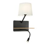 2896-1W, настенный светильник, D245xW285xH420, 1xE27x40W, excluded + 1xLEDx2W, 160LM, 3000K, included, switch, USB