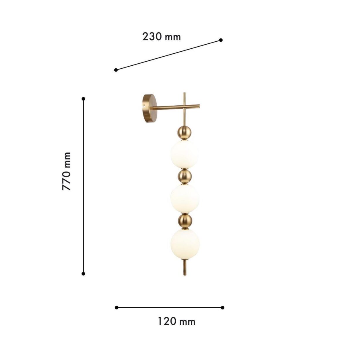 4088-3W, настенный светильник, D230xW120xH770, 3xLEDx6W, 1350LM, 4000K, included — изображение 3
