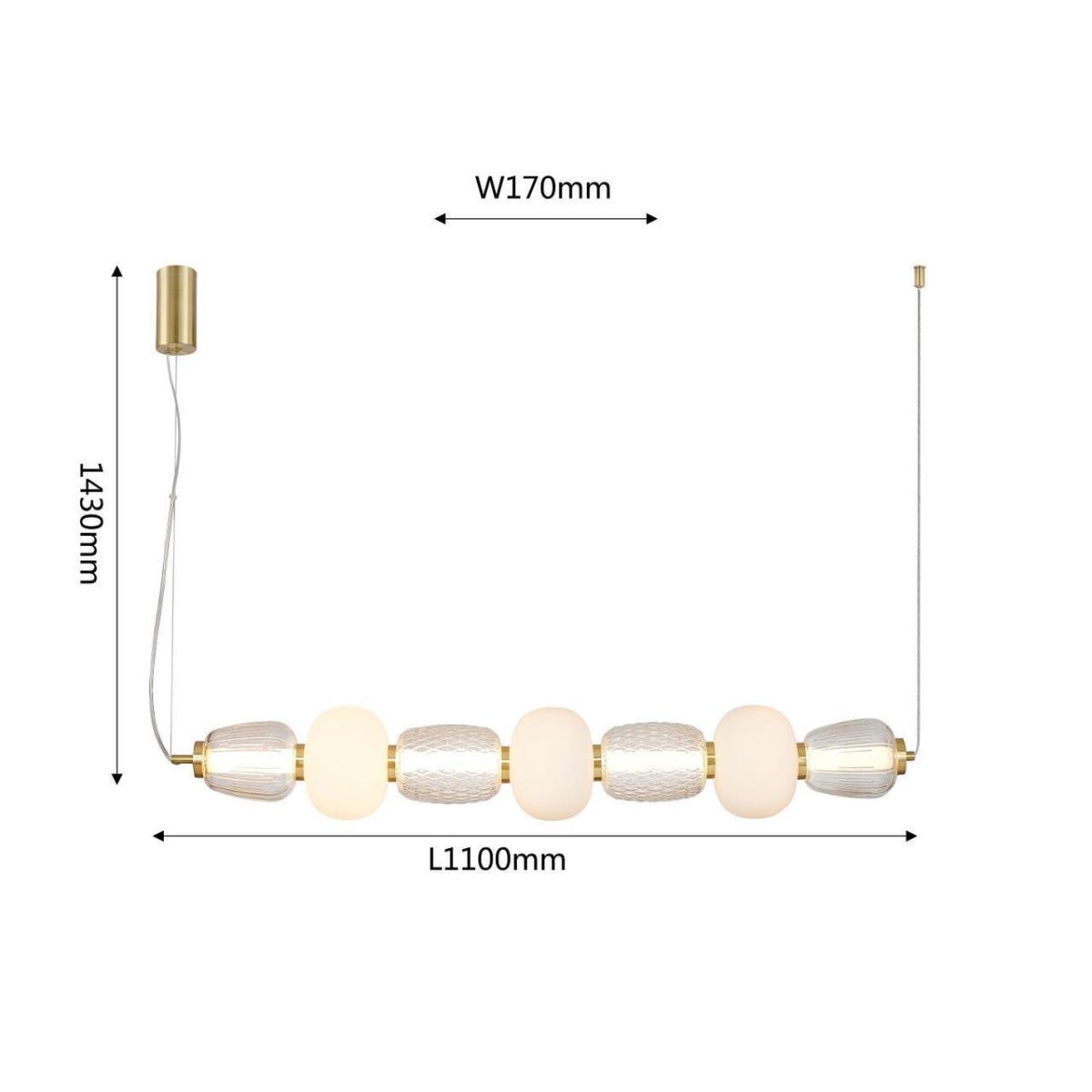 4057-3P, подвесная люстра, L1100xW170xH230/1430, LEDx47W, 3258LM, 3000K, included — изображение 3
