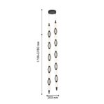 4560-2PC, подвесная/потолочная люстра, D200xH1780/2780 + D640xH890/1775 + D1800xH820/1725, 2xLEDx18W, 1630LM, 4000K, included — изображение 3