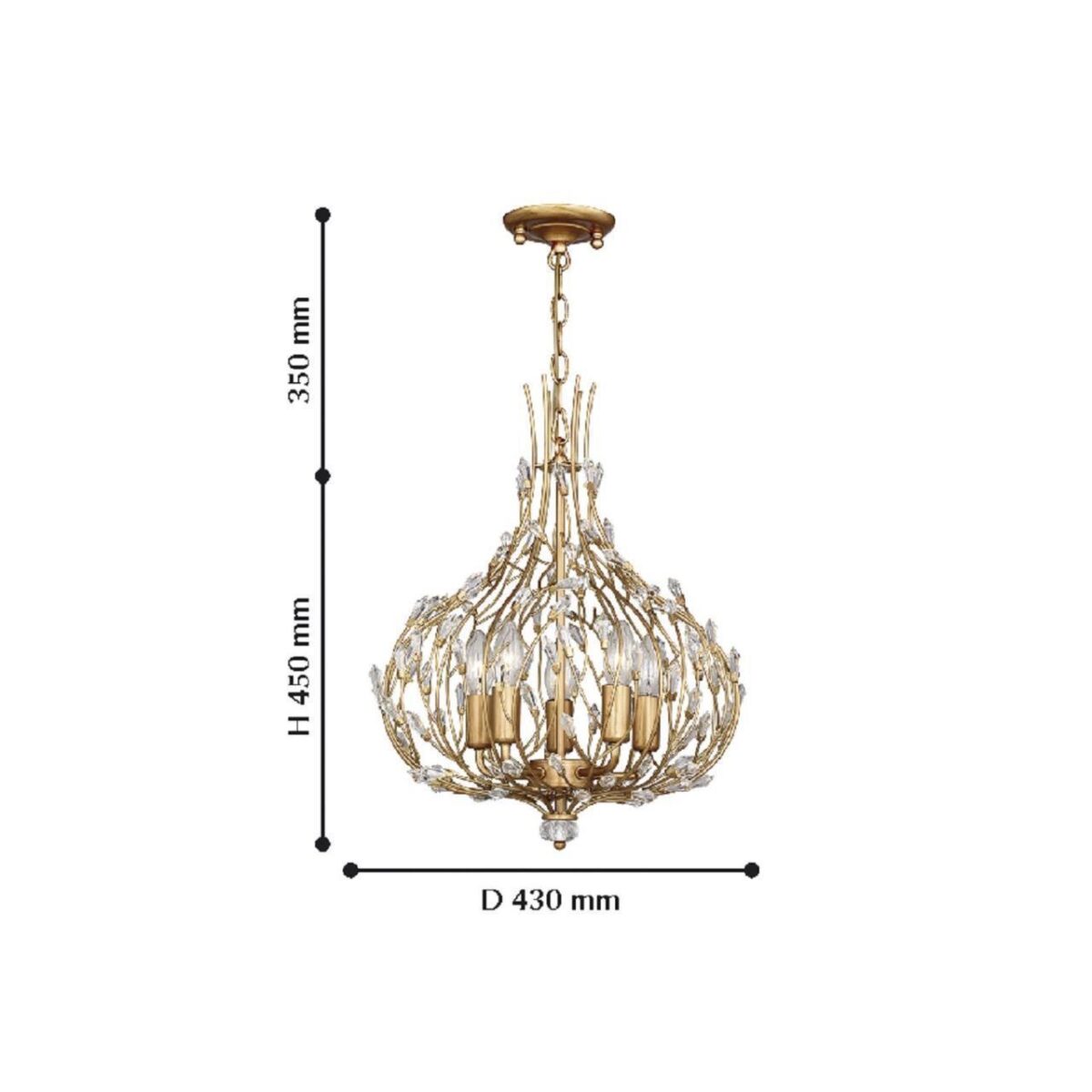 2020-5P, люстра подвесная, D420xH450/800, 5xE14x40W, excluded — изображение 2