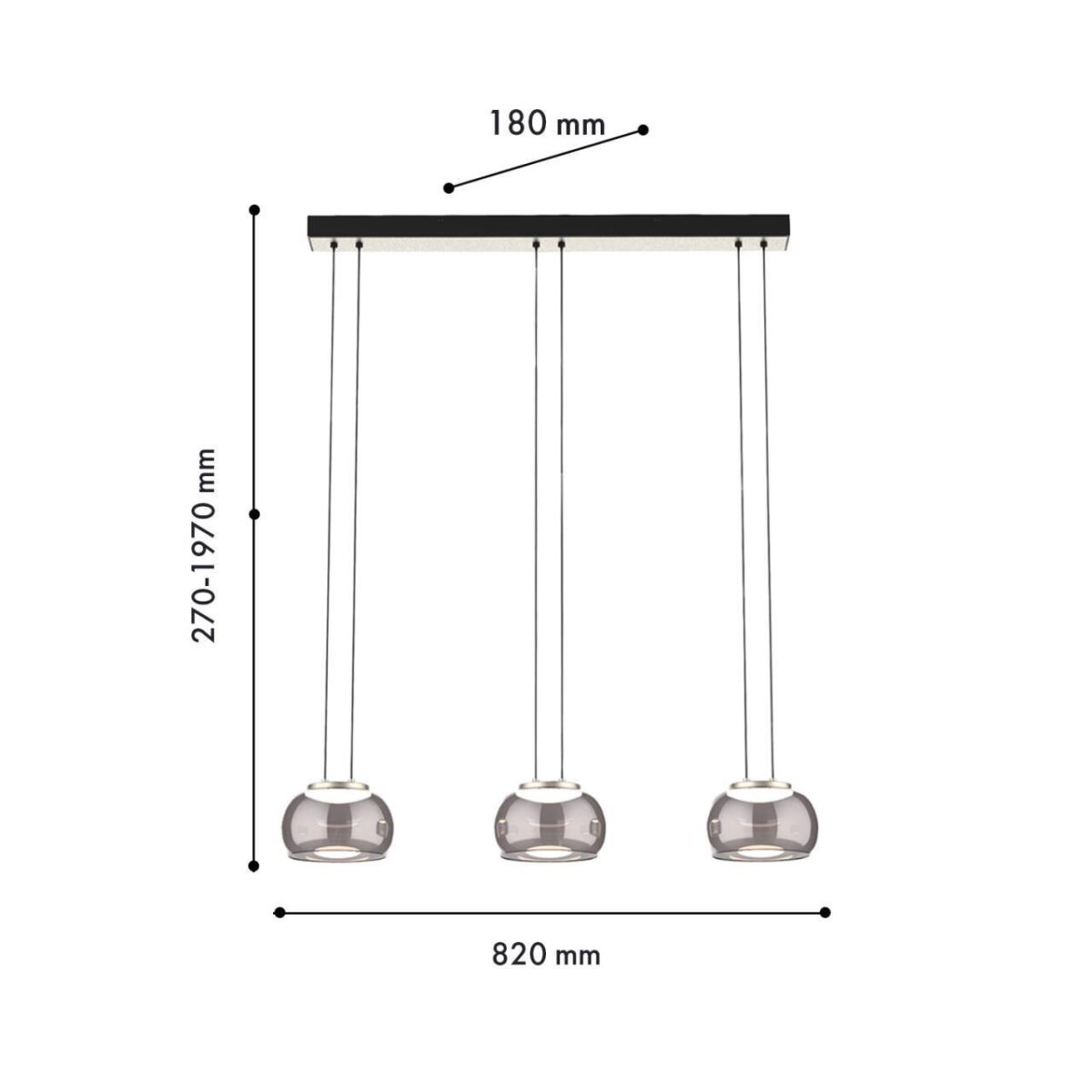 4376-3P, подвесная люстра, L820xW180xH270/1970, 3xLEDx7W, 1470LM, 4000K, CRI>90, included — изображение 3