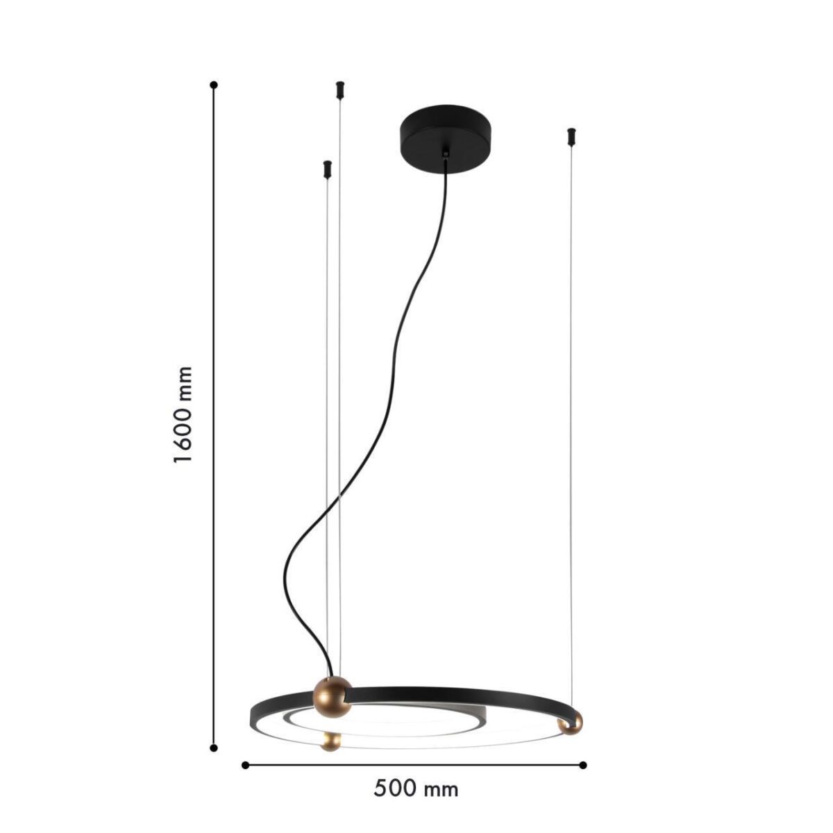 4569-1P, подвесная люстра, D500xH1600, LEDx40W, 2600LM, 4000K, included — изображение 3