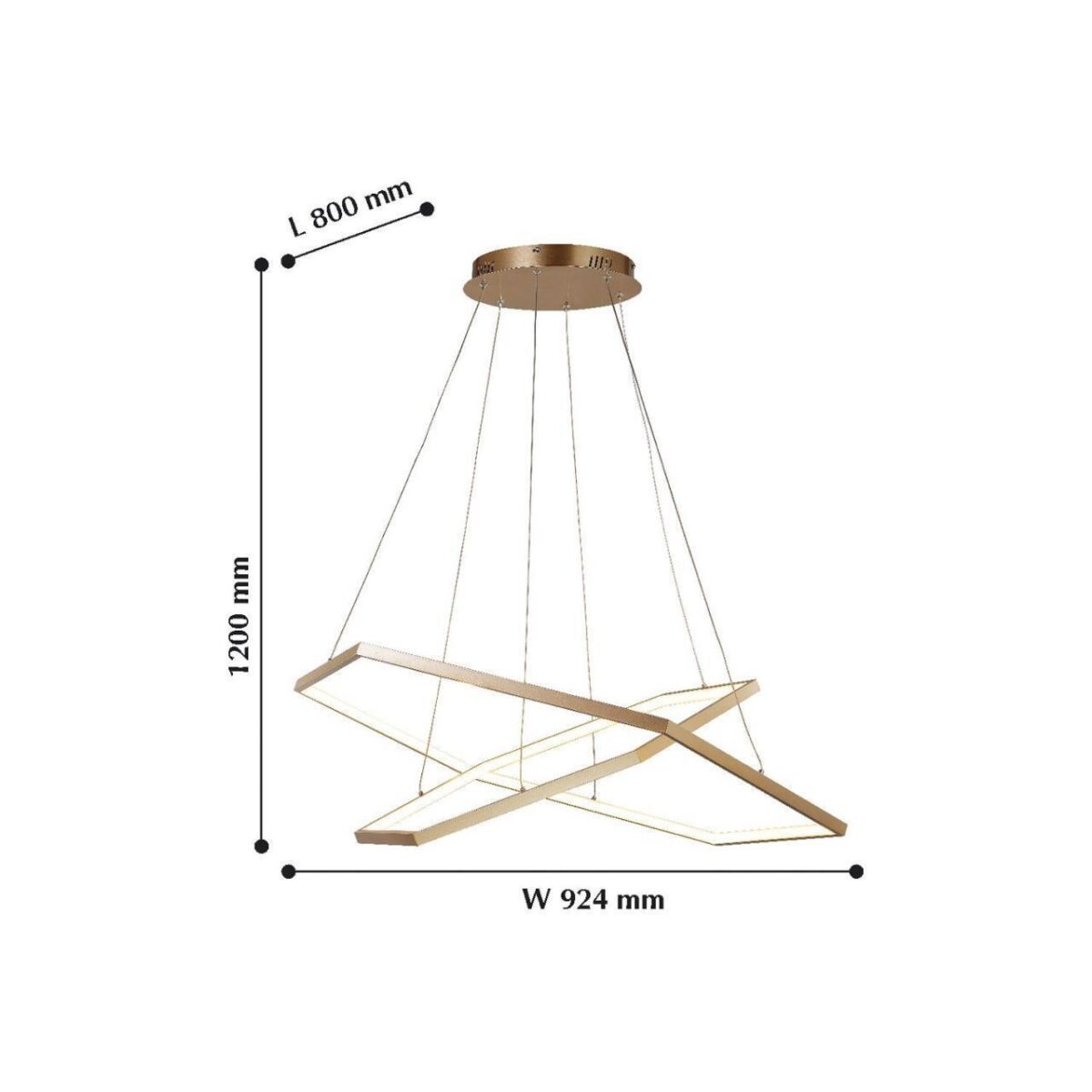 2103-14P, люстра подвесная, L800xW924xH1200max, 1xLEDx40W + 1xLEDx56W, 8440LM, 3000K, included — изображение 2