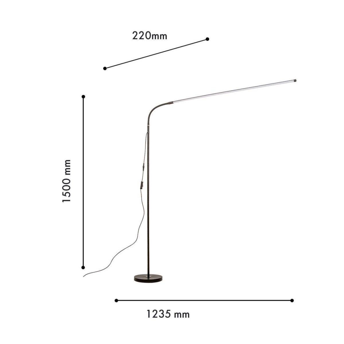 4515-1F, напольный светильник, L1235xW220xH1350/2000, LEDx20W, 1600LM, 3000K, included, switch — изображение 2